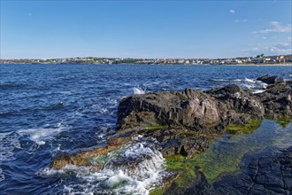 Rocks in the Black Sea in the Bay of Burgas near Sozopol. Bulgaria, Southeast Europe