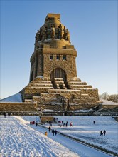 Monument to the Battle of the Nations on a winter's day with snow, Leipzig, Saxony, Germany, Europe