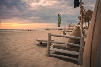 Beach Sofa on the beach at sunset, Zandvoort, Netherlands