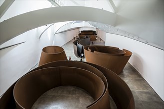 Guggenheim Museum, architect Frank Gehry, interior view, artist Richard Serra, Bilbao, Basque