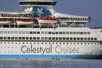 Celestyal Olympia, cruise ship of the Cypriot Celestyal Cruises, length 214 metres. Cruise harbour