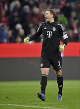 Goal celebration, cheering, joy, goalkeeper Manuel Neuer FC Bayern Munich FCB (01) Gesture,