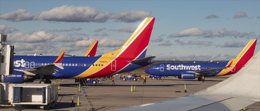 San Antonio, Texas, Southwest Airlines jets on the ground at San Antonio International Airport