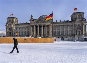 Building site with construction fence, Berlin Reichstag, government district, Berlin, Germany,