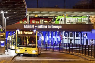 Essen public transport buses and regional trains at the main railway station, mobility,