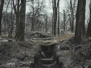 Trench in a residential area, Severno Saltivka, Kharkiv, Ukraine, Europe