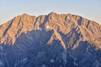 The Watzmann East Face, notorious among climbers, at sunrise, Berchtesgaden National Park, Bavaria,