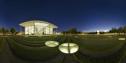 Paul Löbe House in the morning blue hour, 360Â° panorama, government district Berlin, Germany,