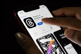 Guwahati, India. 6 July 2023. In this photo illustration, a person browsing the app Threads from