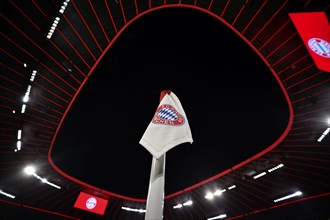 CL, Champions League evening, Allianz Arena, interior, corner flag, logo, scoreboard, Munich,