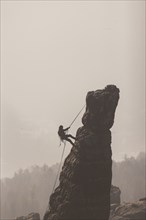 Schrammsteine in Saxon Switzerland, climbers at the Tante