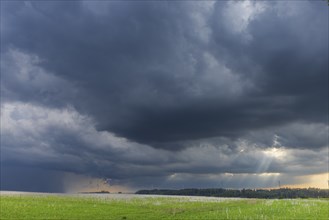 Thunderclouds over the Klingenberg Dam in the Ore Mountains, Klingenberg, Saxony, Germany, Europe