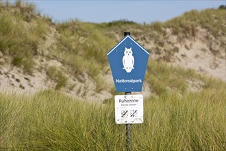 Sign National Park, Quiet Zone, Nature Reserve, Norderney Island, East Frisia, North Sea, Lower