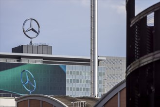 Mercedes star at the Mercedes Benz Group headquarters in Untertürkheim, Stuttgart,