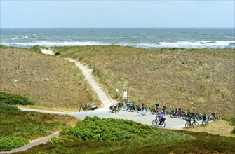 Parking space for bicycles in the dune area Pirolatal, North Sea island Langeoog, East Frisian