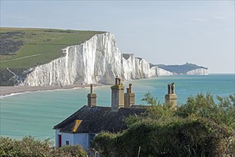 White Cliffs, Seven Sisters, House, Cottage, Cuckmere Haven, East Sussex, England, Great Britain