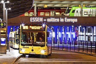 Essen public transport buses and regional trains at the main railway station, mobility,