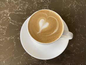 Cappuccino, heart-shaped milk foam, Dubai, United Arab Emirates, VAR, Asia