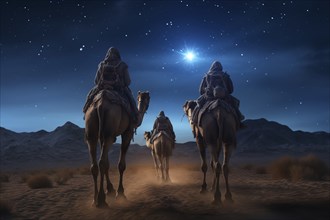 Christmas Jesus birth concept, Adoration of the Magi, Three Wise Men, Three Kings, and the Three