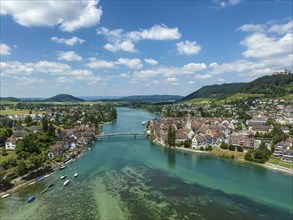 Aerial view of the town of Stein am Rhein, Canton Schaffhausen, Switzerland, Europe