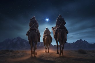 Christmas Jesus birth concept, Adoration of the Magi, Three Wise Men, Three Kings, and the Three