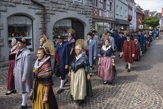 The traditional traditional costume group Alt Radolfzell during the procession of the house lords