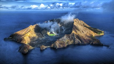 New Zealand, North Island, White Island, aerial view, Whakaari, active volcanic island, volcano,