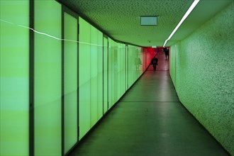 Tunnel pedestrian passage illuminated, Thun, Switzerland, Europe