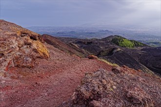 Lava rock and crater landscape around the Crateri Silvestri in the Etna National Park, Parco