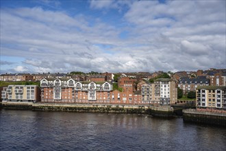 Modern homes on the banks of the River Tyne, North Shields, Newcastle upon Tyne, Northumberland,