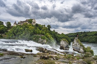 The Rhine Falls near Schaffhausen with Laufen Castle, Canton Schaffhausen, Switzerland, Europe