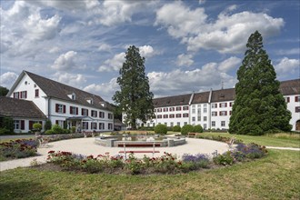 The pointed garden of the former Benedictine abbey on the Rhine island of Rheinau, Andelfingen,