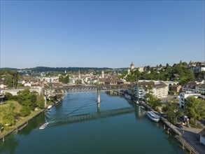 Aerial view of the town of Schaffhausen and the Rhine, Canton Schaffhausen, Switzerland, Europe