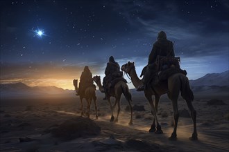 Christmas Jesus birth concept, Adoration of the Magi, Three Wise Men, Three Kings, and the Three