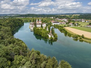 Aerial view of the former Benedictine abbey with the monastery church of St. Mary and the pointed