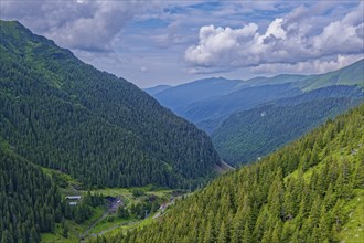 Mountain valley in the course of the Transfagara, the Transfogaras High Road, in the Fagaras