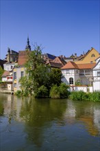 Left arm of the Regnitz, with mill bridge, Bamberg, Upper Franconia, Bavaria, Germany, Europe