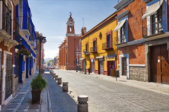 Puebla, Mexico-20 April, 2018: Puebla streets in historic center