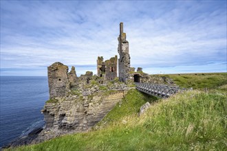 Girnigoe and Sinclair Castle, Rock Castle on the North Sea Coast, Wick, County Caithness, Scotland,