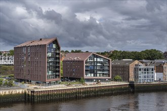 Modern homes on the banks of the River Tyne, North Shields, Newcastle upon Tyne, Northumberland,