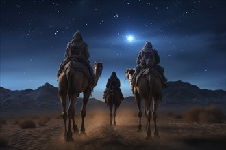 Christmas Jesus birth concept, Adoration of the Magi, Three Wise Men, Three Kings, and the Three