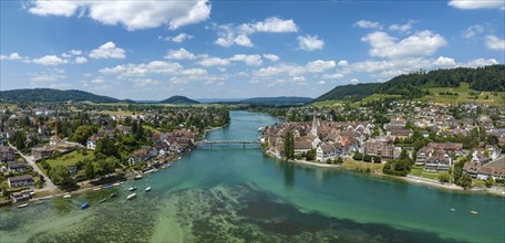 Aerial panorama of the town of Stein am Rhein, Canton Schaffhausen, Switzerland, Europe