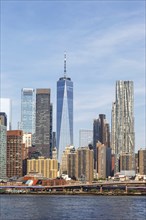 New York City Manhattan skyline with World Trade Center skyscraper in New York, USA, North America