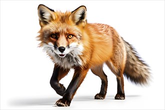 Red fox portrait on isolated white background, AI generated