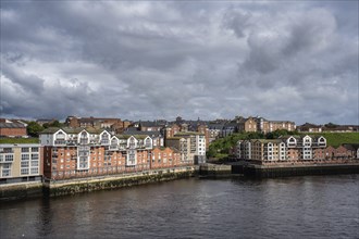 Modern homes on the banks of the River Tyne, North Shields, Newcastle upon Tyne, Northumberland,