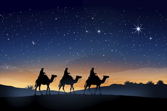 Christmas Jesus birth concept, Adoration of the Magi, Three Wise Men, Three Kings, and the Three