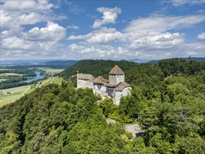 Aerial view of Hohenklingen Castle near Stein am Rhein, Canton Schaffhausen, Switzerland, Europe