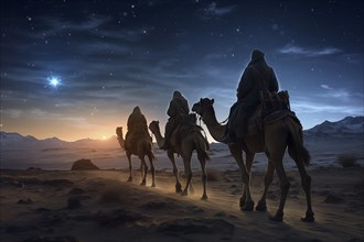 Christmas Jesus birth concept, Adoration of the Magi, Three Wise Men, Three Kings, and the Three