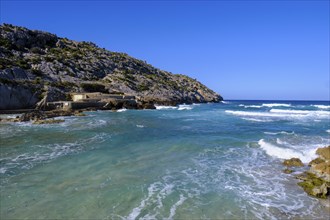 Cala de Sant Vicenc beach and Cape Formentor, Pollença, Serra de Tramuntana, Majorca, Balearic