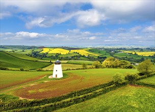 Windmill of Fields and Farms from a drone, Devon, England, United Kingdom, Europe